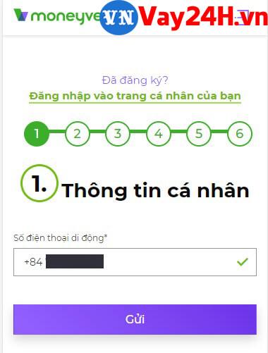 C&aacute;c bước đăng k&yacute; vay tiền MoneyVeo 2