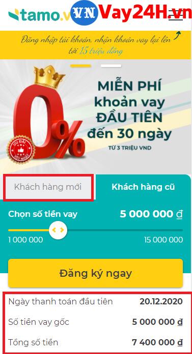 Hướng dẫn đăng k&yacute; vay tiền tamo 1