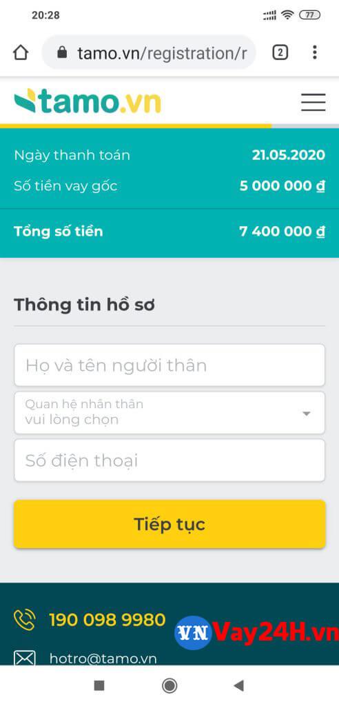 Hướng dẫn đăng k&yacute; vay tiền tamo 5