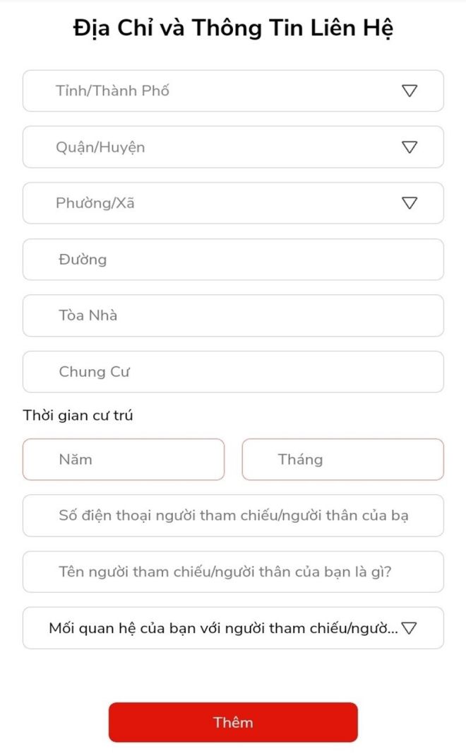 Điền thông tin địa chỉ Điền thông tin địa chỉ