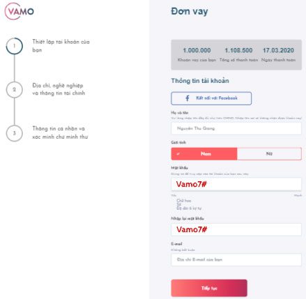 Tạo tài khoản vay tiền vamo Tạo tài khoản vay tiền vamo