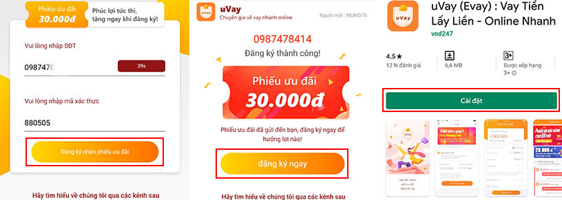 Đăng k&yacute; t&agrave;i khoản vay tiền uvay evay