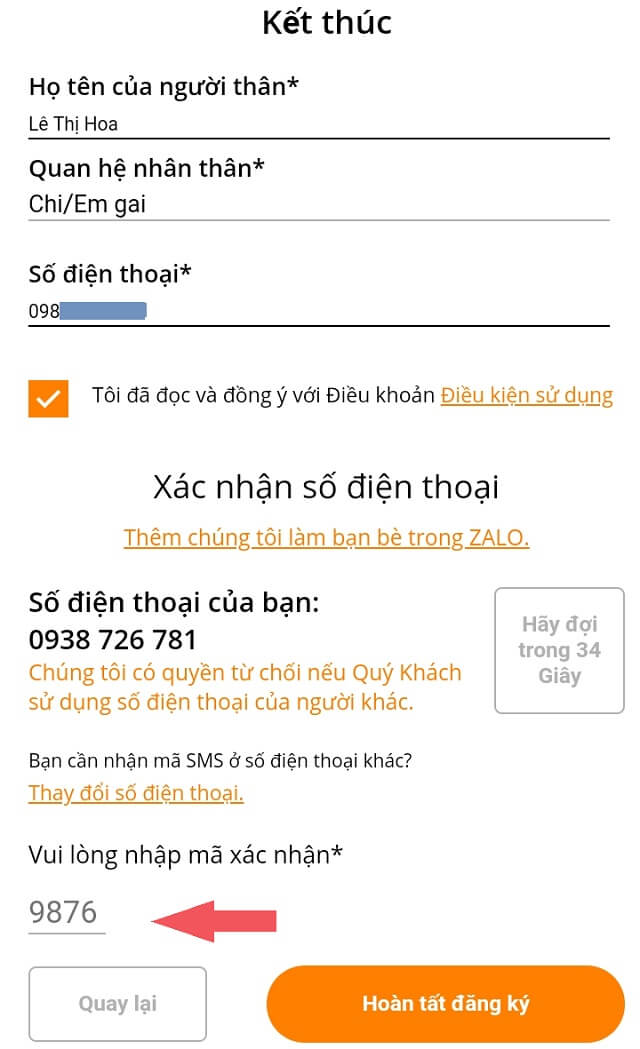 Cung cấp th&ocirc;ng tin tham chiếu v&agrave; m&atilde; OTP