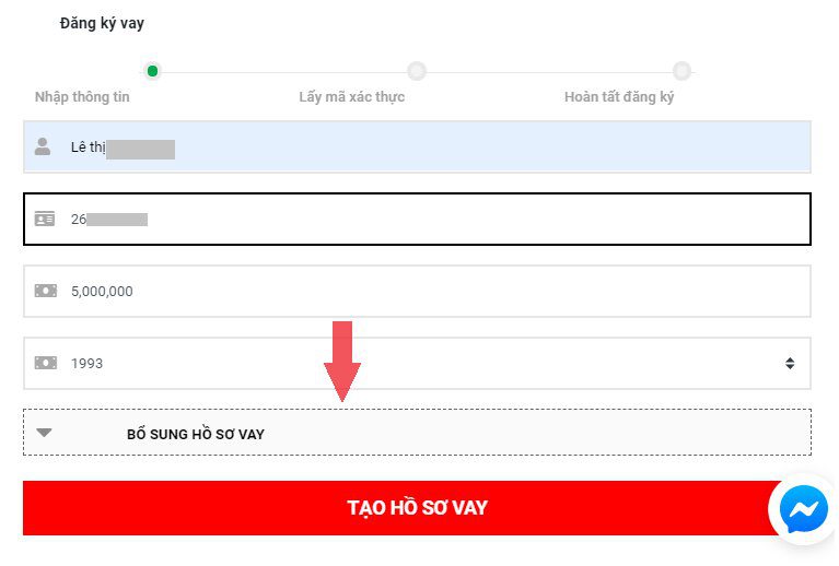 Bổ sung th&ocirc;ng tin hồ sơ vay vốn