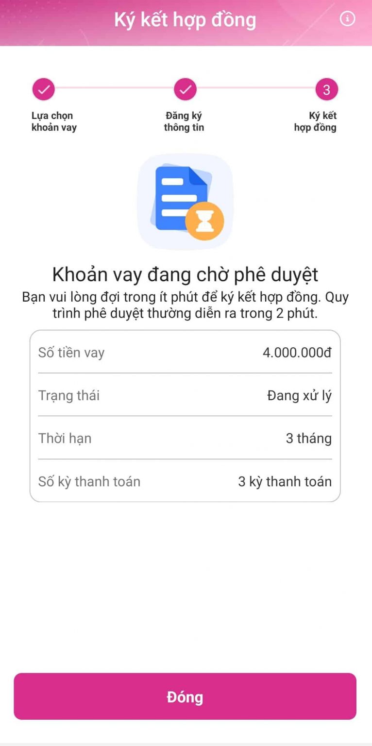 Fastmoney x&eacute;t duyệt trong &iacute;t ph&uacute;t v&agrave; th&ocirc;ng b&aacute;o kết quả