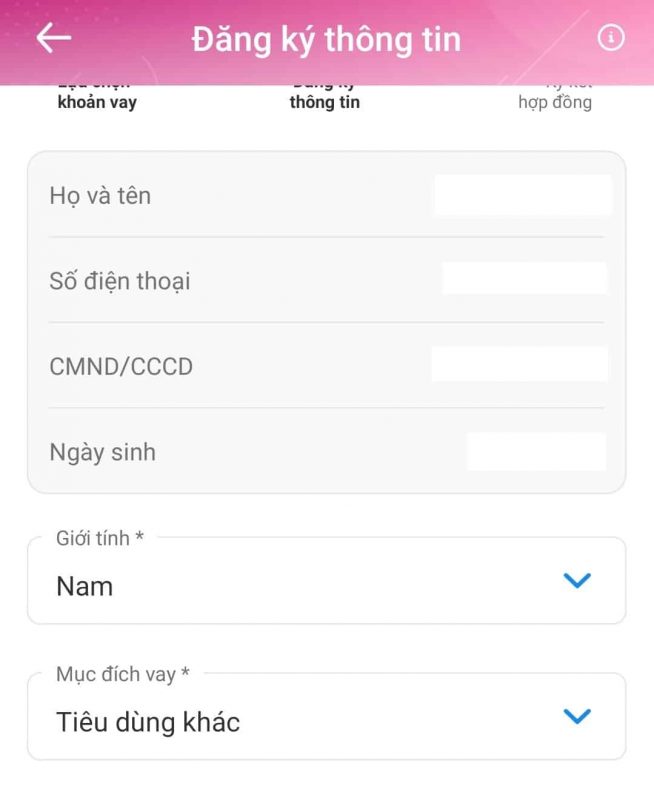 Điền th&ocirc;ng tin c&aacute; nh&acirc;n