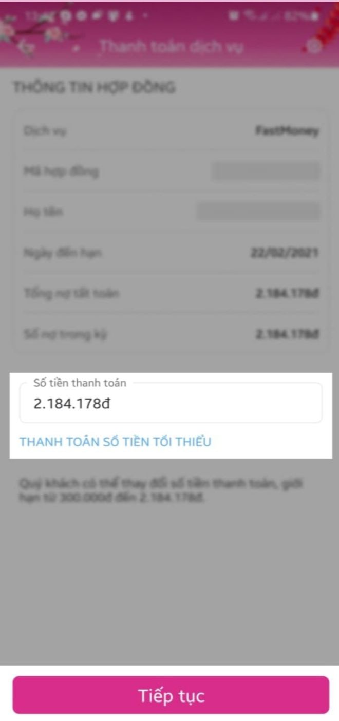 Nhập số tiền cần thanh to&aacute;n cho Fastmoney