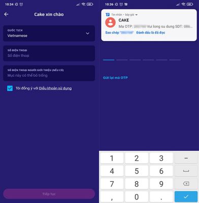 Điền số điện thoại và Nhập mã OTP Điền số điện thoại và Nhập mã OTP